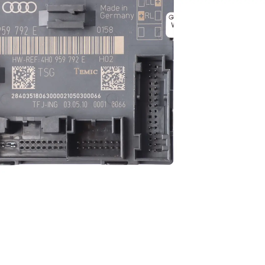Door Control Module Passenger Unit ECU Front Right O/S to Audi A8 4H with Part number 4H0959792E Audi A8 4H Door Control Module Passenger Unit ECU Front Right O/S - SKU 4H0959792E - Part number 4H0959792E