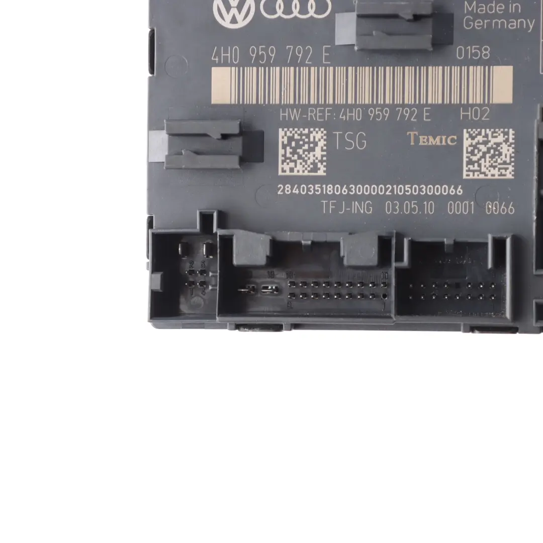Door Control Module Passenger Unit ECU Front Right O/S to Audi A8 4H with Part number 4H0959792E Audi A8 4H Door Control Module Passenger Unit ECU Front Right O/S - SKU 4H0959792E - Part number 4H0959792E