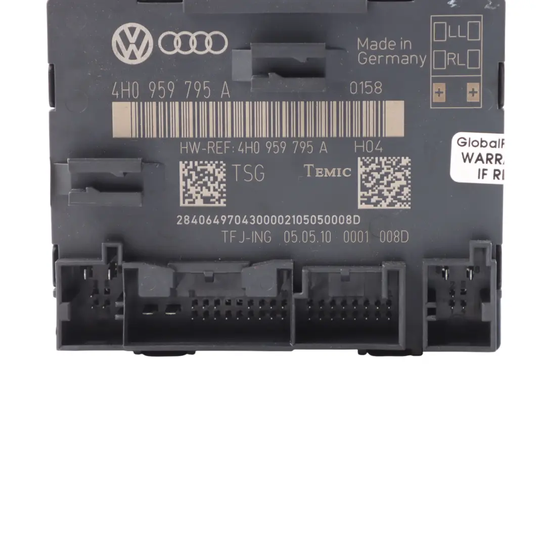 Door Module Control Unit Rear Left Right N/O/S to Audi A8 D4 with Part number 4H0959795A Audi A8 D4 Door Module Control Unit Rear Left Right N/O/S - SKU 4H0959795A - Part number 4H0959795A