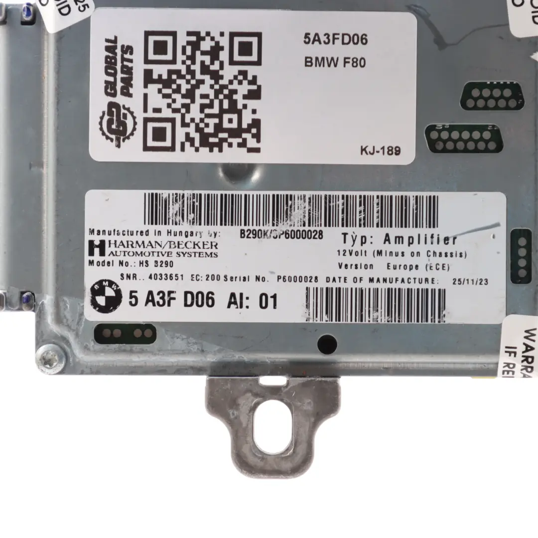 Amplifier BMW F87 M2 F80 M3 F82 F83 M4 Active Sound Design Control Unit to with Part number 5A3FD06 Amplifier BMW F87 M2 F80 M3 F82 F83 M4 Active Sound Design Control Unit - SKU 5A3FD06 - Part number 5A3FD06