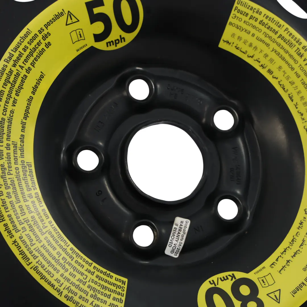 VW Volkswagen New Beetle Spare Wheel Steel R16 Tyre 6J 125/90 3JX16 - SKU 5C0601027B - Part number 5C0601027B