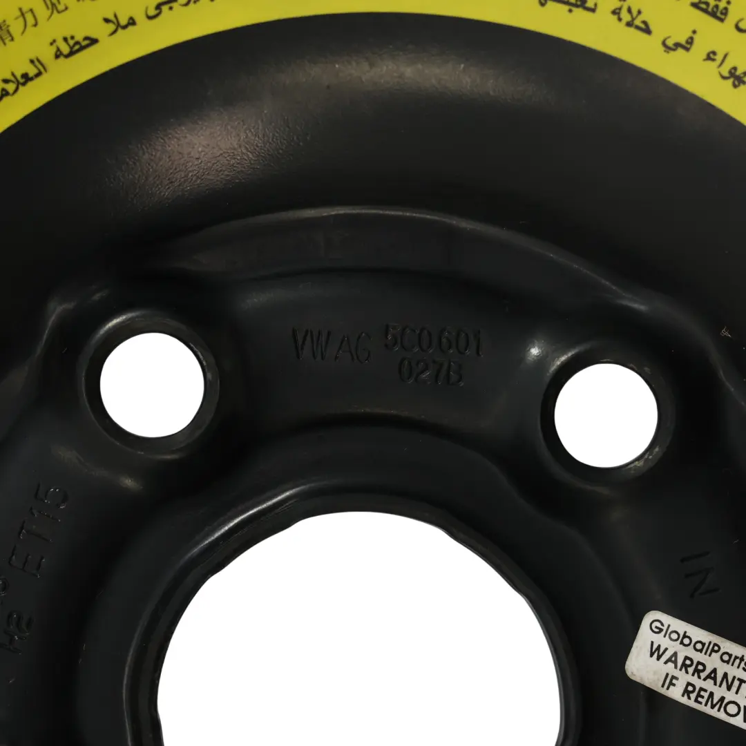 VW Volkswagen New Beetle Spare Wheel Steel R16 Tyre 6J 125/90 3JX16 - SKU 5C0601027B - Part number 5C0601027B