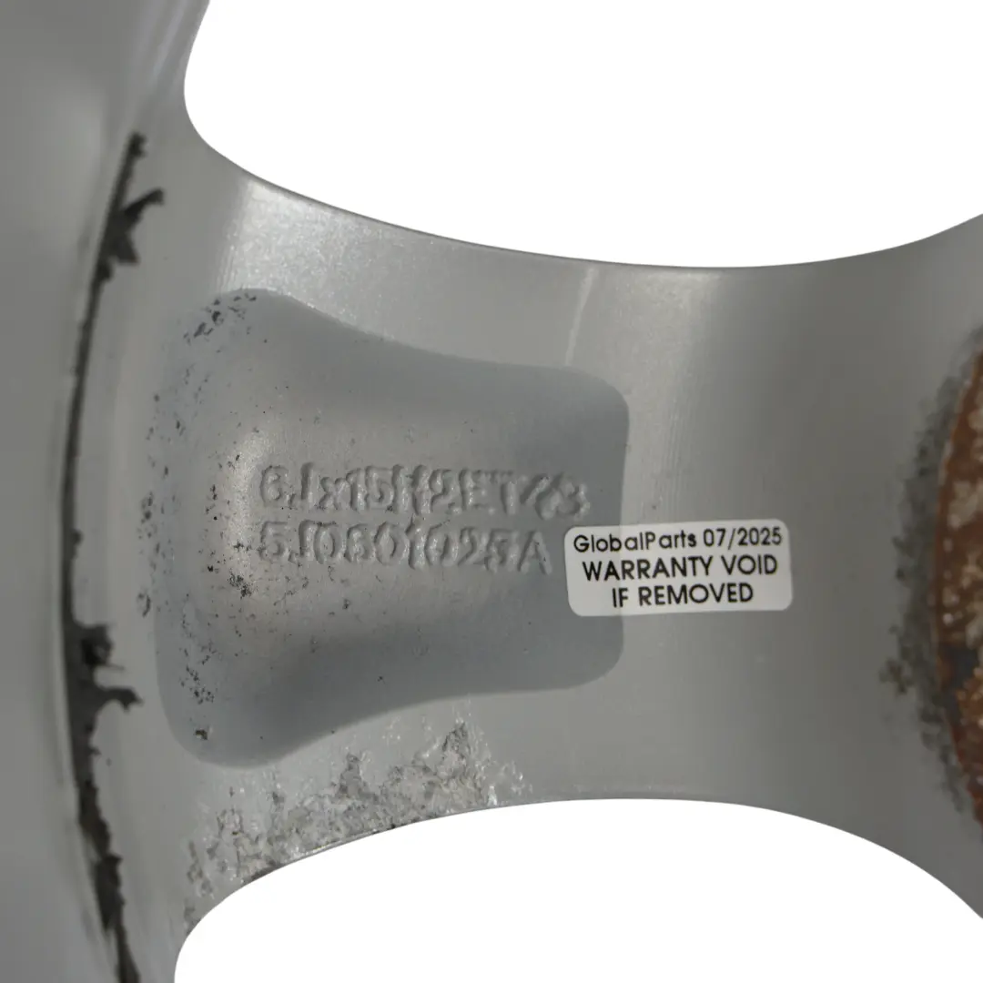 Skoda Fabia 5J Silver Wheel Rim Alloy 15" 6J ET:43 Star Spoke - SKU 5J0601025A-4 - Part number 5J0601025A