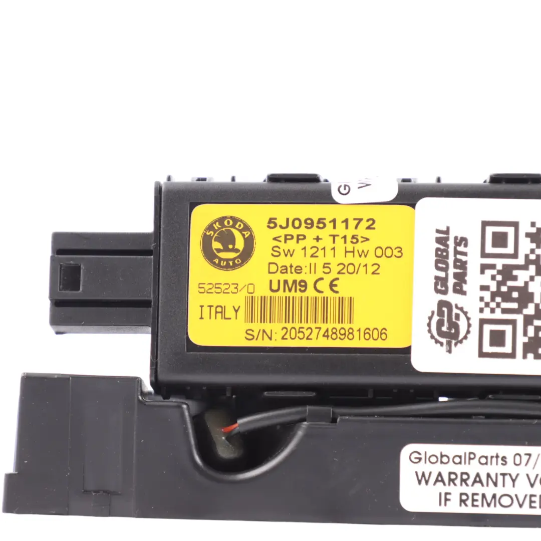 Skoda Fabia 5J Interior Roof Alarm Sensor Ultra Sonic Module - SKU 5J0951172 - Part number 5J0951172