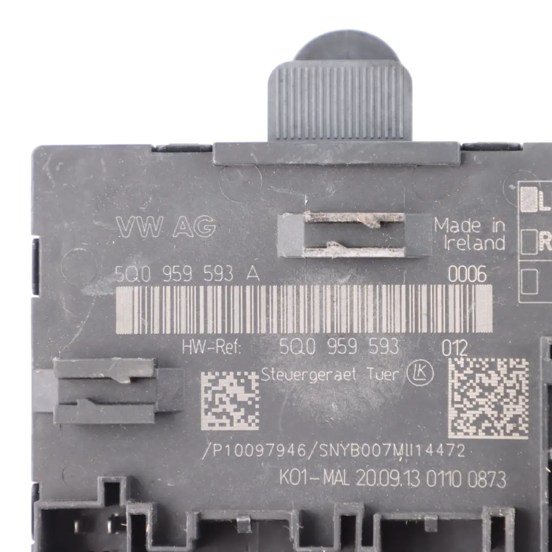 Door Module Control Unit Front Driver's Side to Audi A3 8V with Part number 5Q0959593A Audi A3 8V Door Module Control Unit Front Driver's Side - SKU 5Q0959593A - Part number 5Q0959593A