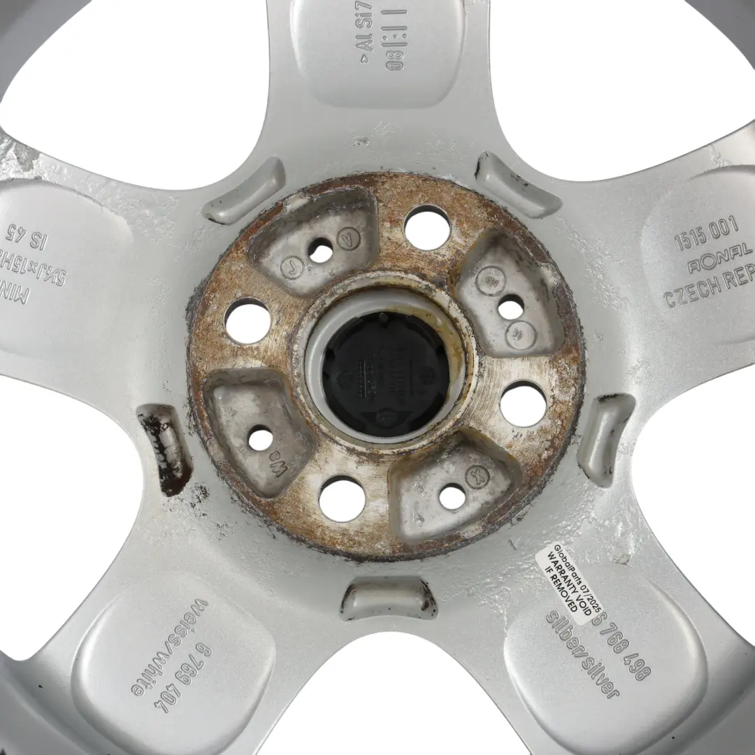 Mini One R55 R56 Llanta Aleación Plateada 15" 5,5J 5-Start Spooler 100 - SKU 6768498-2 - Número de pieza 6768498