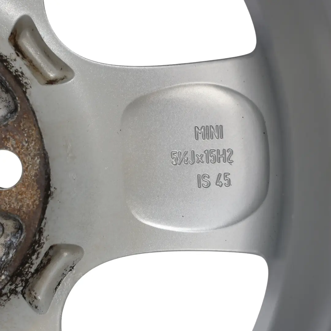 Mini Cooper One R50 R55 R56 Silver Wheel Alloy Rim 15" 5,5J 5-Start Spooler 100 - SKU 6768498-3 - Part number 6768498