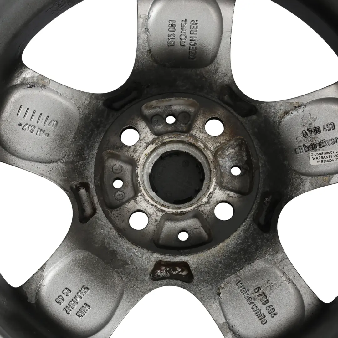 Alloy Rim 15" 5-Start Spooler 100 to Mini Cooper One R50 R56 Black Wheel with Part number 6768498 Mini Cooper One R50 R56 Black Wheel Alloy Rim 15" 5-Start Spooler 100 - SKU 6768498-5 - Part number 6768498