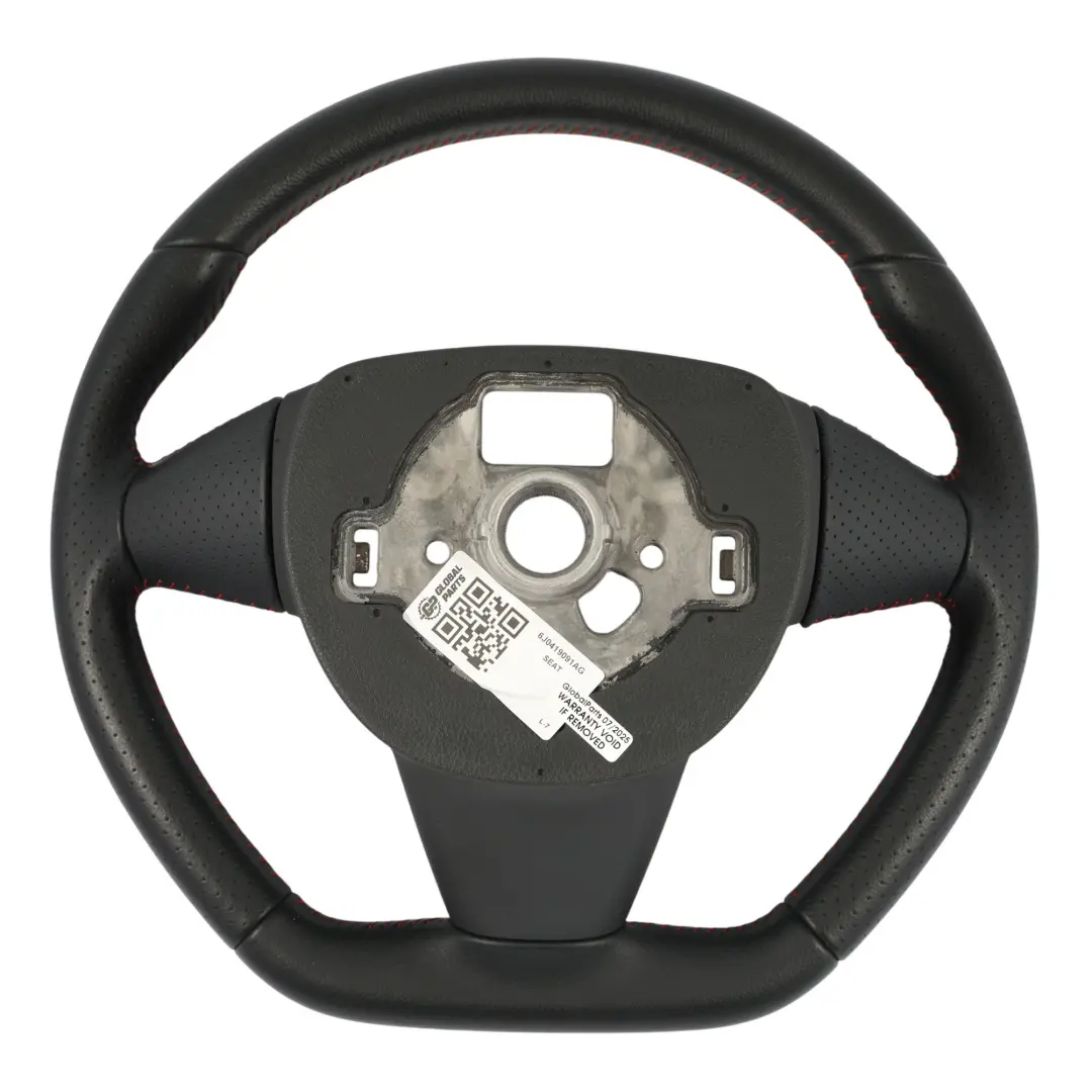 6J FR Steering Wheel Black Leather Flat Bottom to Seat Ibiza IV with Part number 6J0419091AG Seat Ibiza IV 6J FR Steering Wheel Black Leather Flat Bottom - SKU 6J0419091AG - Part number 6J0419091AG