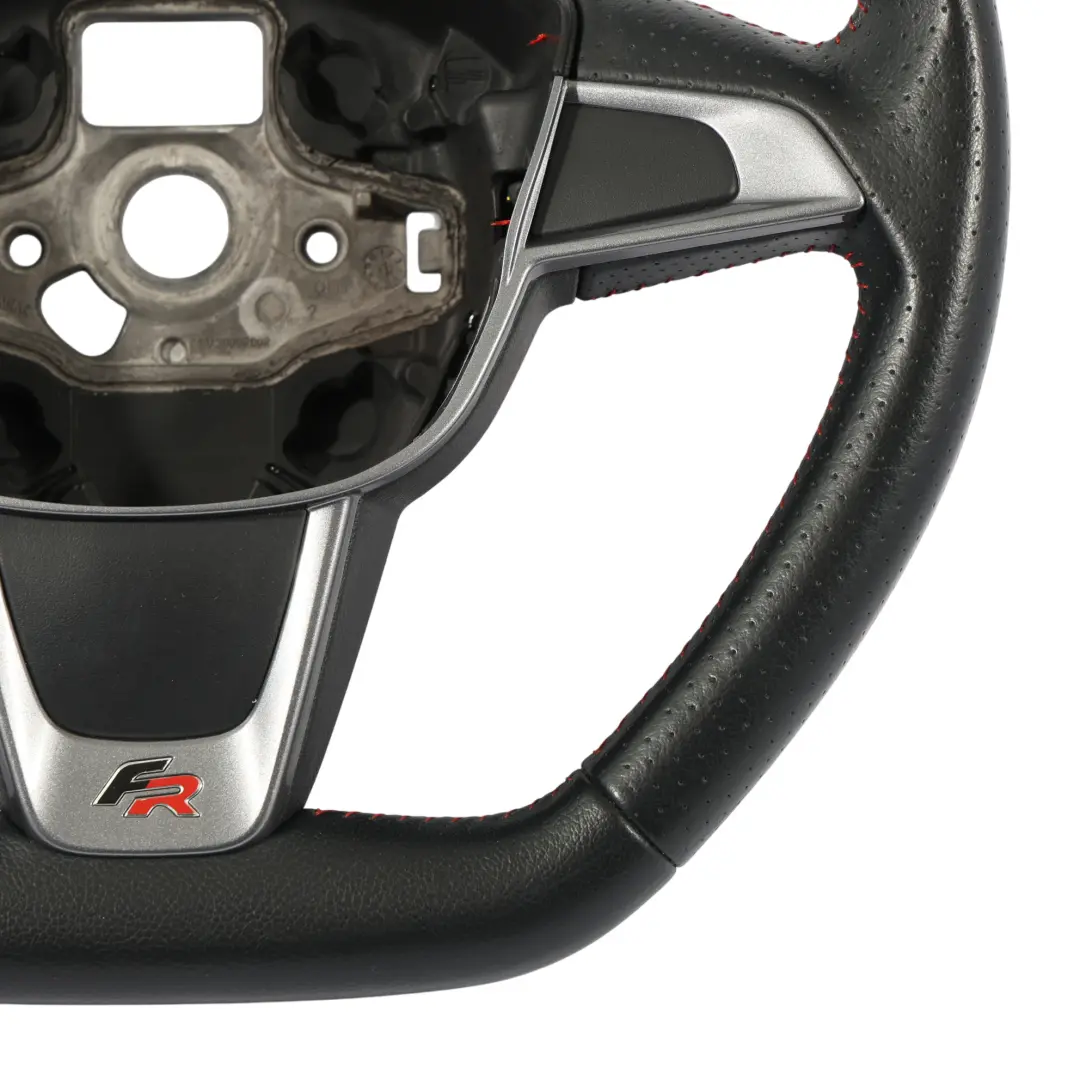 Seat Ibiza IV 6J FR Steering Wheel Black Leather Flat Bottom - SKU 6J0419091AG - Part number 6J0419091AG