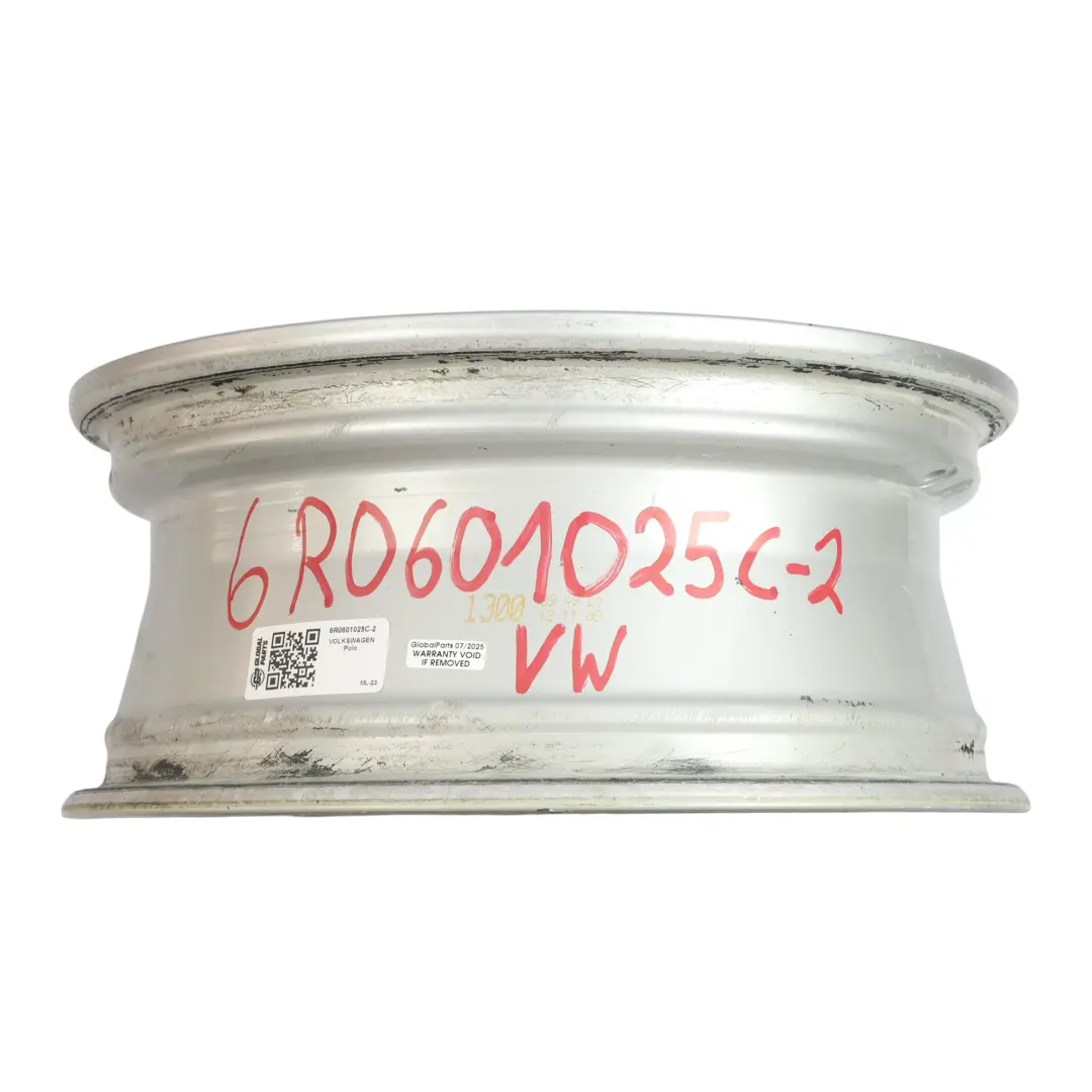 VW Volkswagen Polo 6R Mk5 Wheel Rim Alloy Silver 15" ET:40 6J - SKU 6R0601025C-2 - Part number 6R0601025C