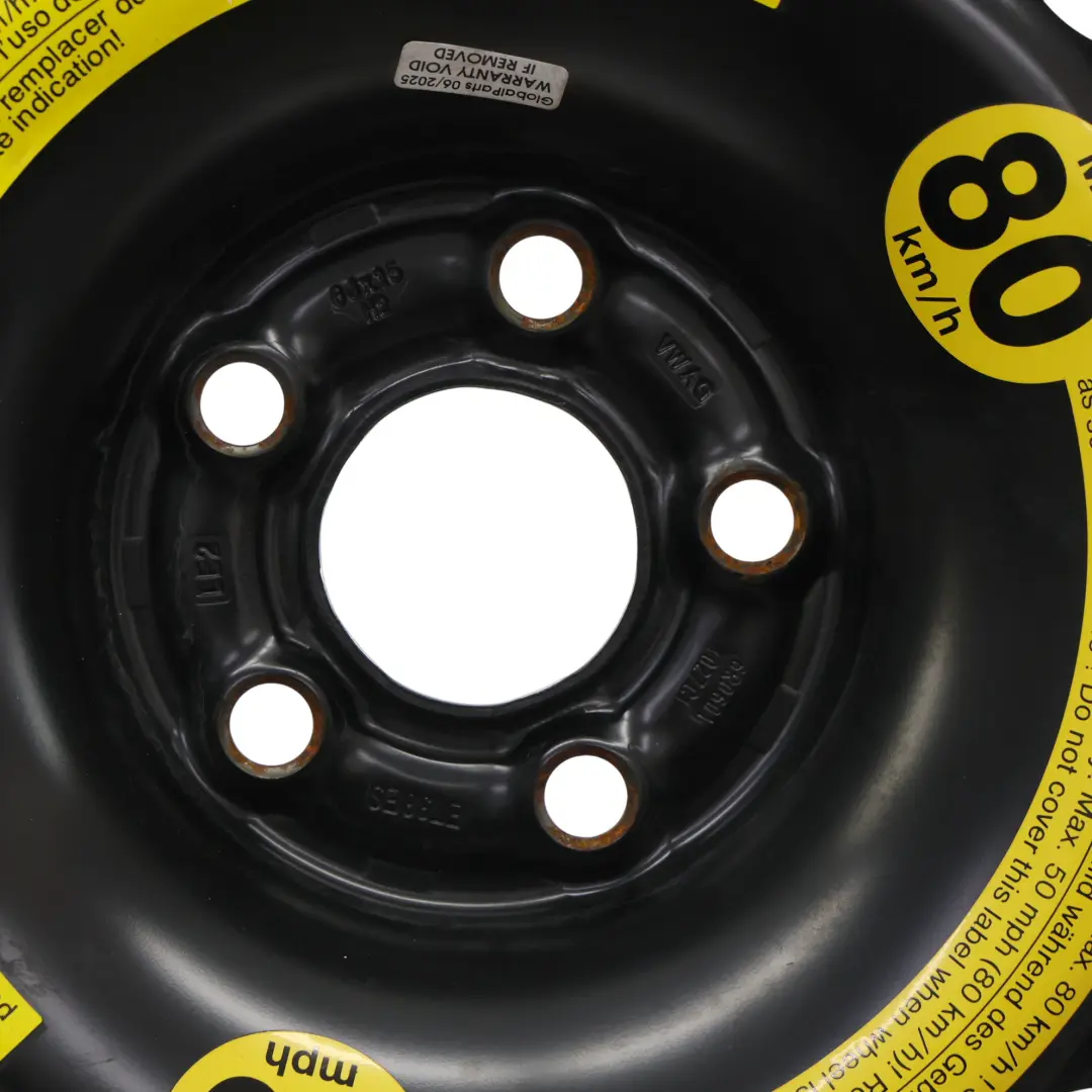 VW Volkswagen Polo Mk5 6R Ruota Scorta Acciaio R15 Pneumatico 185/60 - SKU 6R0601027C - Numero di parte 6R0601027C