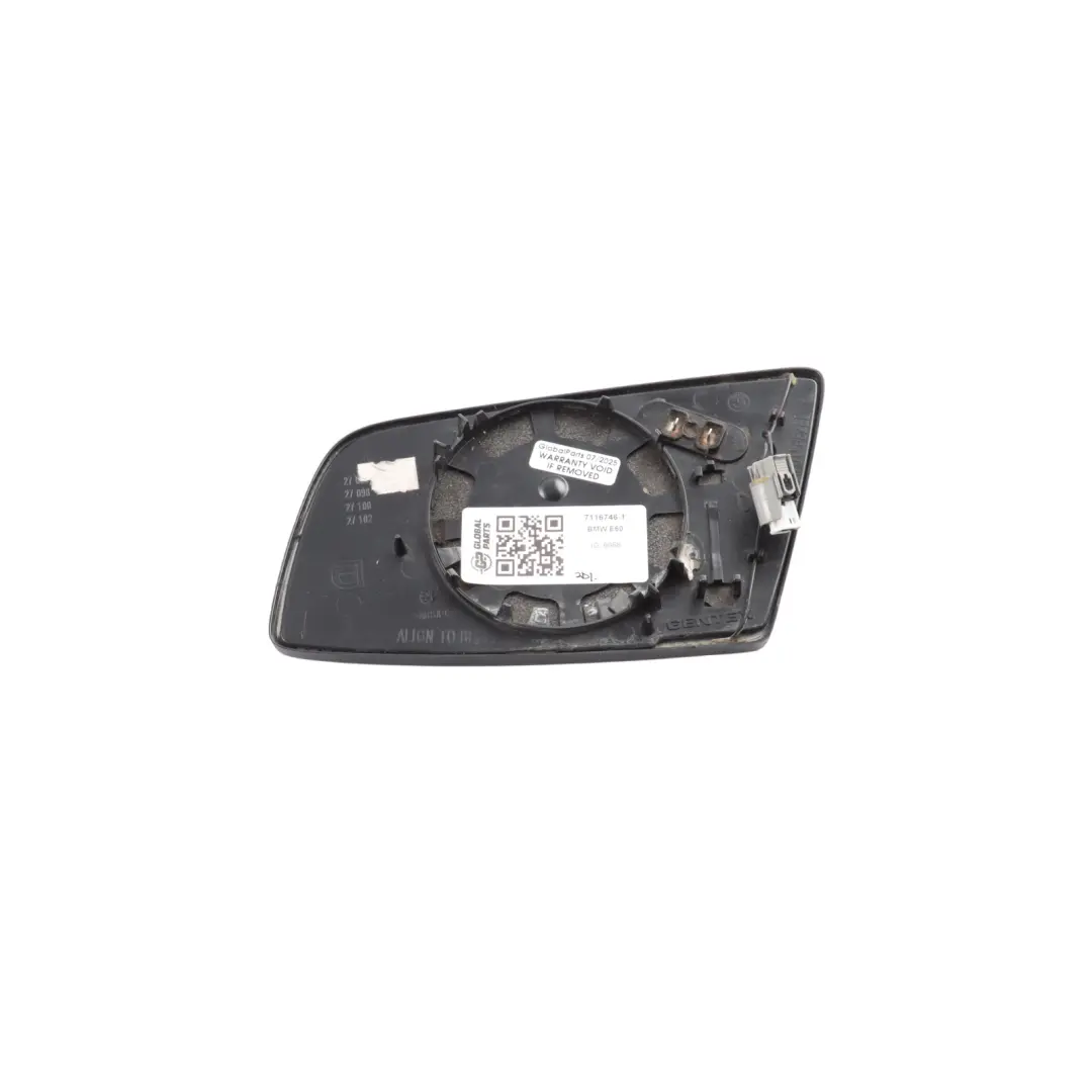 Right O/S Mirror Glass Heated Auto Dip Wide Angle to BMW E60 E61 E63 with Part number 7116746 BMW E60 E61 E63 Right O/S Mirror Glass Heated Auto Dip Wide Angle - SKU 7116746-1 - Part number 7116746