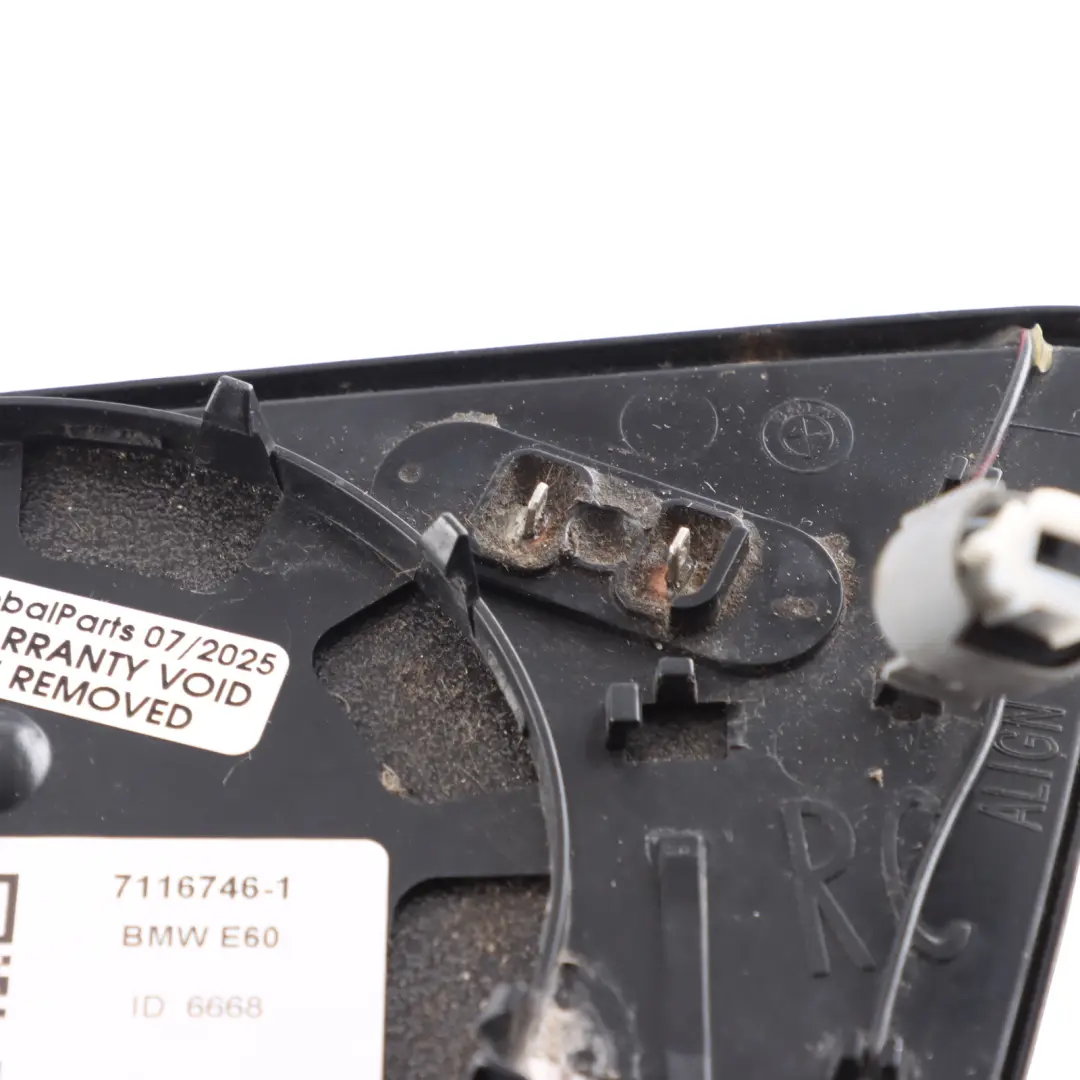 Right O/S Mirror Glass Heated Auto Dip Wide Angle to BMW E60 E61 E63 with Part number 7116746 BMW E60 E61 E63 Right O/S Mirror Glass Heated Auto Dip Wide Angle - SKU 7116746-1 - Part number 7116746