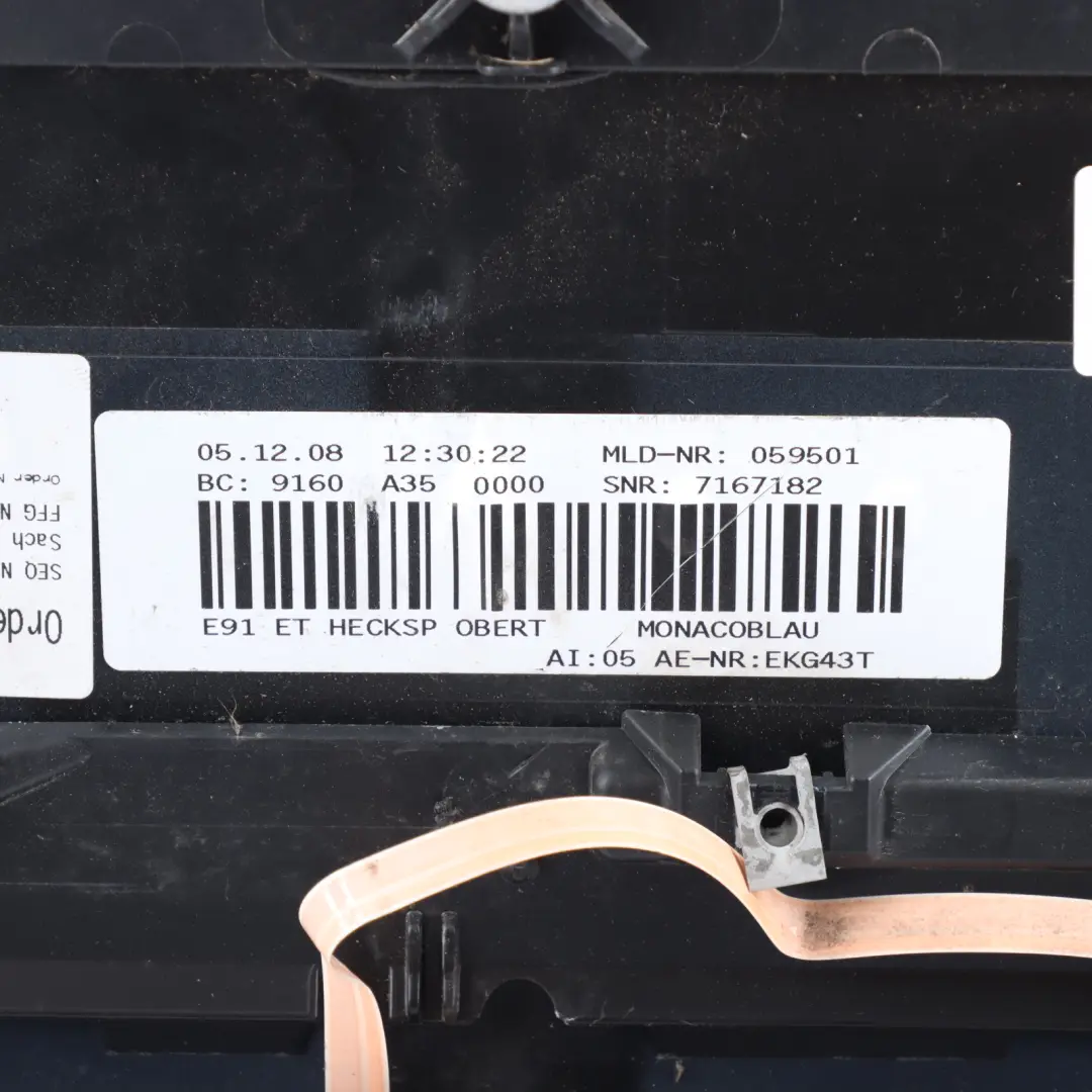 Boot Trunk Lid Rear Spoiler Monacoblau Blue Metallic - A35 to BMW E91 Touring with Part number 7143263 BMW E91 Touring Boot Trunk Lid Rear Spoiler Monacoblau Blue Metallic - A35 - SKU 7143263-MB1 - Part number 7143263