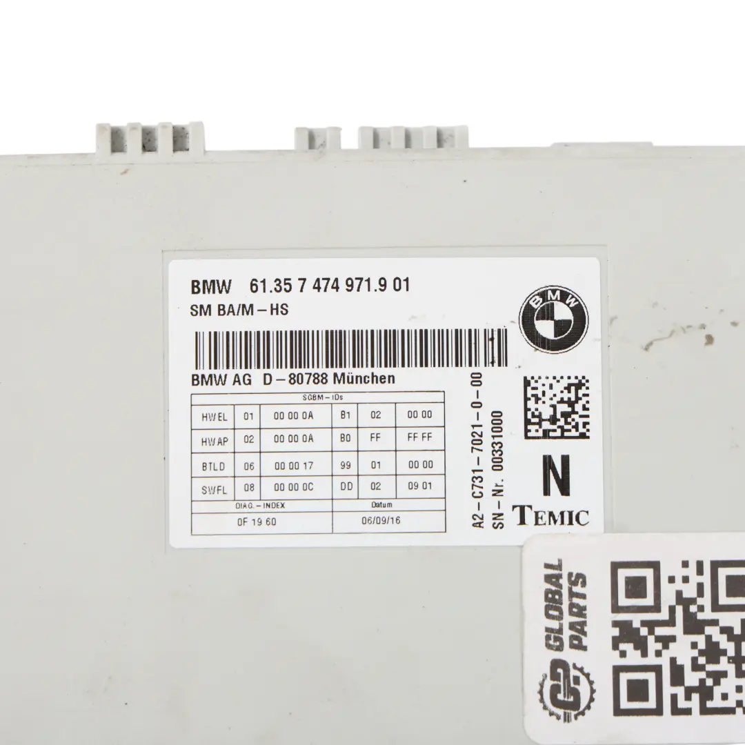 BMW F20 F21 F22 F30 F31 F32 F33 Módulo De Control Asiento Delantero ECU - SKU 7474971 - Número de pieza 7474971