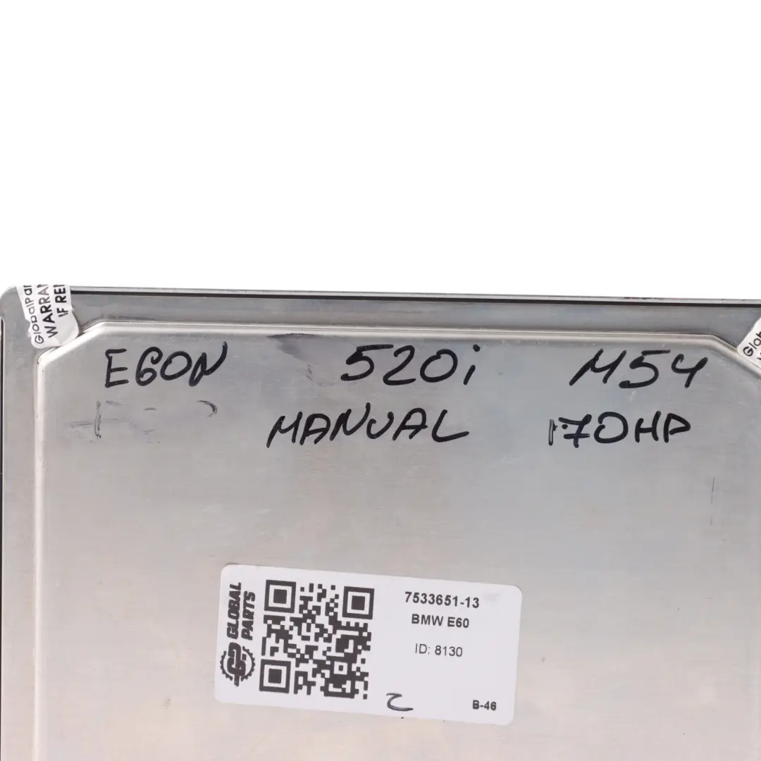 M54 170HP Engine Control Unit ECU DME Manual to BMW E60 E61 520i Petrol with Part number 7533651 BMW E60 E61 520i Petrol M54 170HP Engine Control Unit ECU DME Manual - SKU 7533651-13 - Part number 7533651