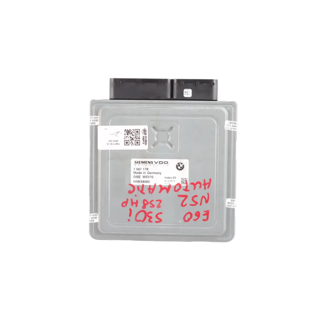 N52 258HP Engine Control ECU Kit DME 7567178 Automatic to BMW E87 E60 E90 330i 530i with Part number 7577968 BMW E87 E60 E90 330i 530i N52 258HP Engine Control ECU Kit DME 7567178 Automatic - SKU 7567178-15 - Part number 7577968