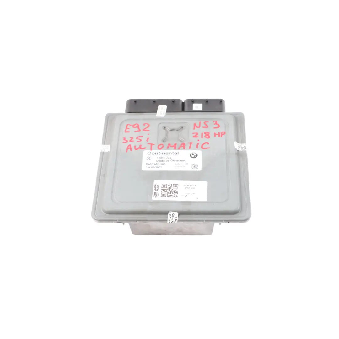 BMW E60 E61 E90 E91 LCI 325i N53 218HP Engine Control ECU DME Automatic - SKU 7594305-5 - Part number 7594305