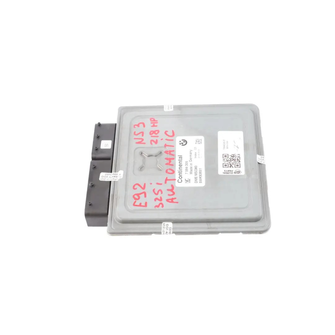 N53 218HP Engine Control ECU DME Automatic to BMW E60 E61 E90 E91 LCI 325i with Part number 7594305 BMW E60 E61 E90 E91 LCI 325i N53 218HP Engine Control ECU DME Automatic - SKU 7594305-5 - Part number 7594305