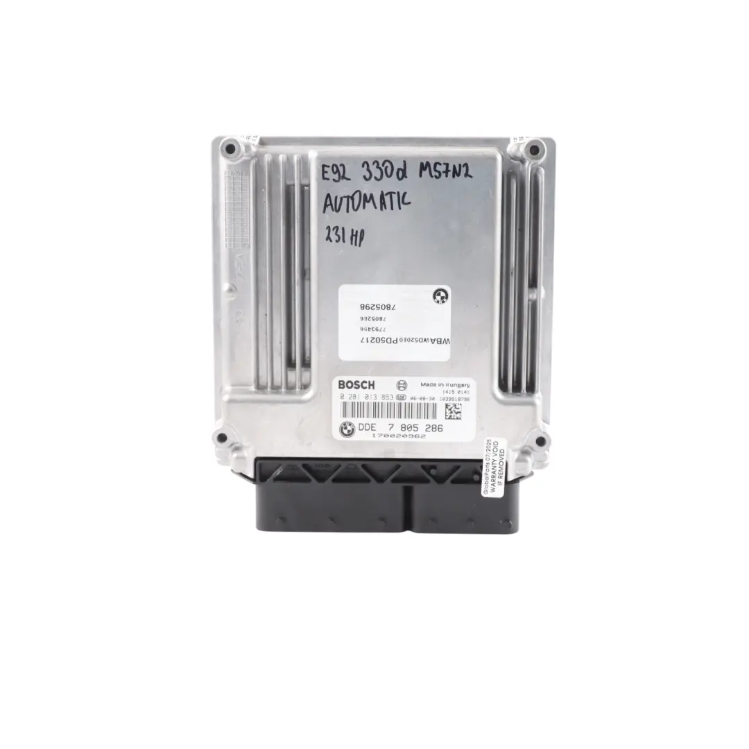 M57N2 231HP Engine ECU DDE Kit 7805585 Automatic to BMW E92 E93 Diesel 330d with Part number 7805286 BMW E92 E93 Diesel 330d M57N2 231HP Engine ECU DDE Kit 7805585 Automatic - SKU 7805585-1 - Part number 7805286