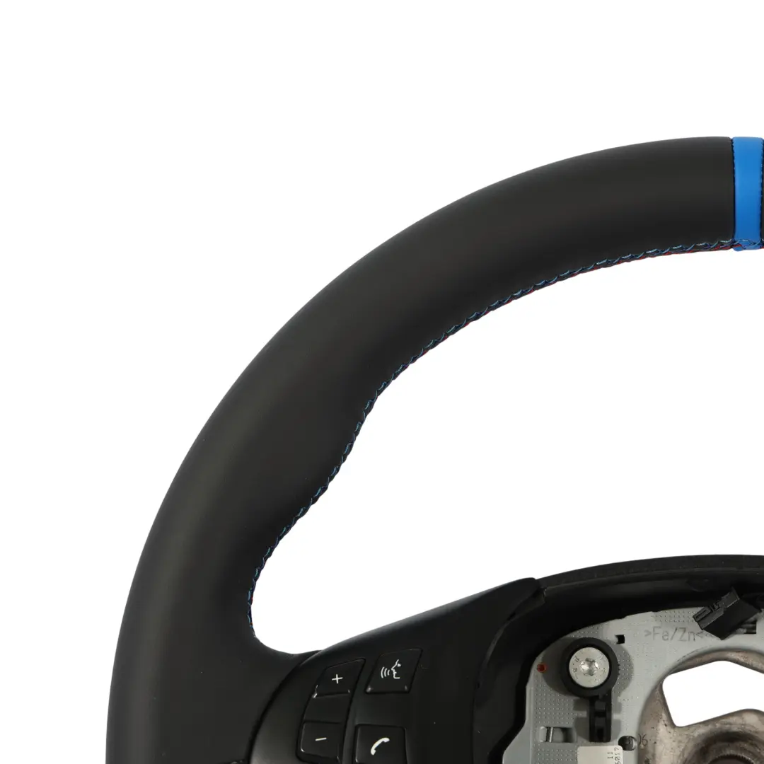 Leather / Alcantara Steering Wheel M-tricolored to BMW X5 E70 NEW M Sport Black with Part number 7844566 BMW X5 E70 NEW M Sport Black Leather / Alcantara Steering Wheel M-tricolored - SKU 7844566-3 - Part number 7844566