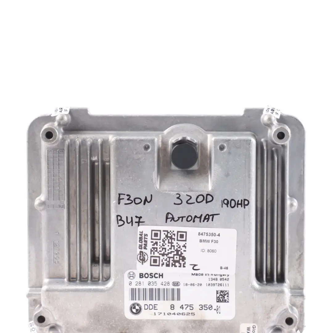 BMW F20 F21 F30 LCI 120d 320d B47 190HP Control Module DDE ECU 8475350 Automatic - SKU 8475350-4 - Part number 8574752