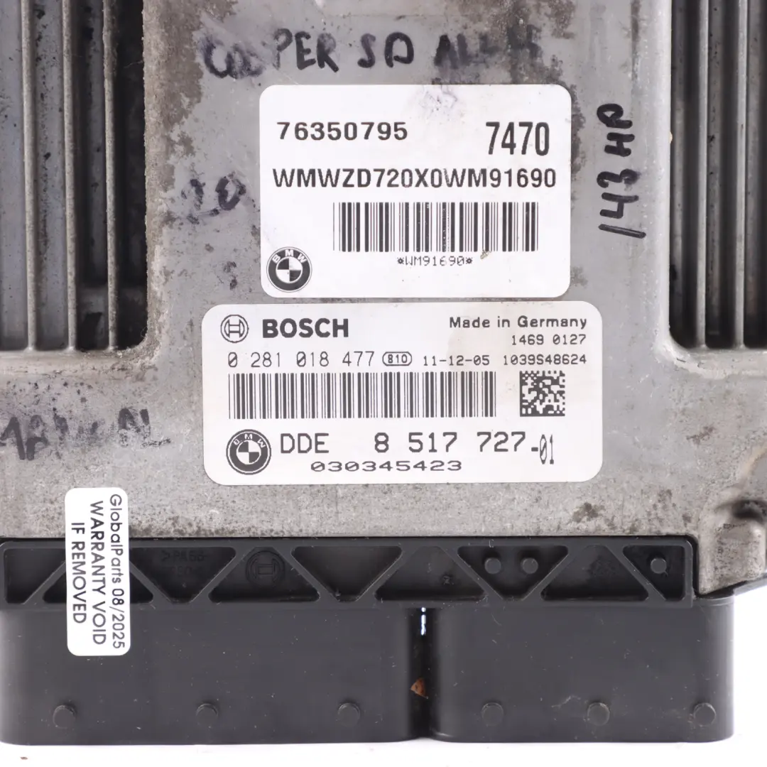 Mini Cooper SD ALL4 R56 LCI R60 143HP N47N Engine ECU Kit DDE Manual - SKU 8517727-6 - Part number 8517727