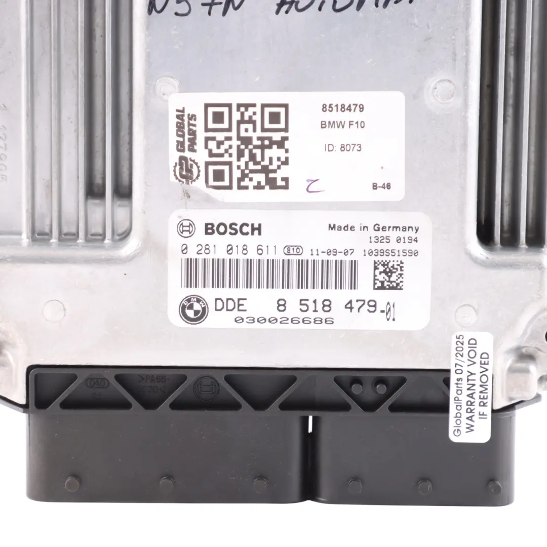 530dX N57N 258HP Diesel Engine Control ECU DDE Kit Automatic to BMW F10 with Part number 8518479 BMW F10 530dX N57N 258HP Diesel Engine Control ECU DDE Kit Automatic - SKU 8518479 - Part number 8518479