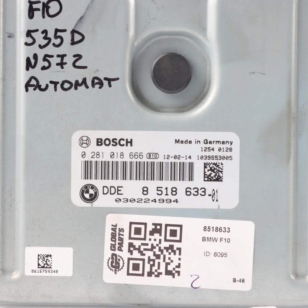 N57Z 313HP Engine Unit ECU DDE Automatic to BMW F10 F11 535d F13 640d with Part number 8518633 BMW F10 F11 535d F13 640d N57Z 313HP Engine Unit ECU DDE Automatic - SKU 8518633 - Part number 8518633