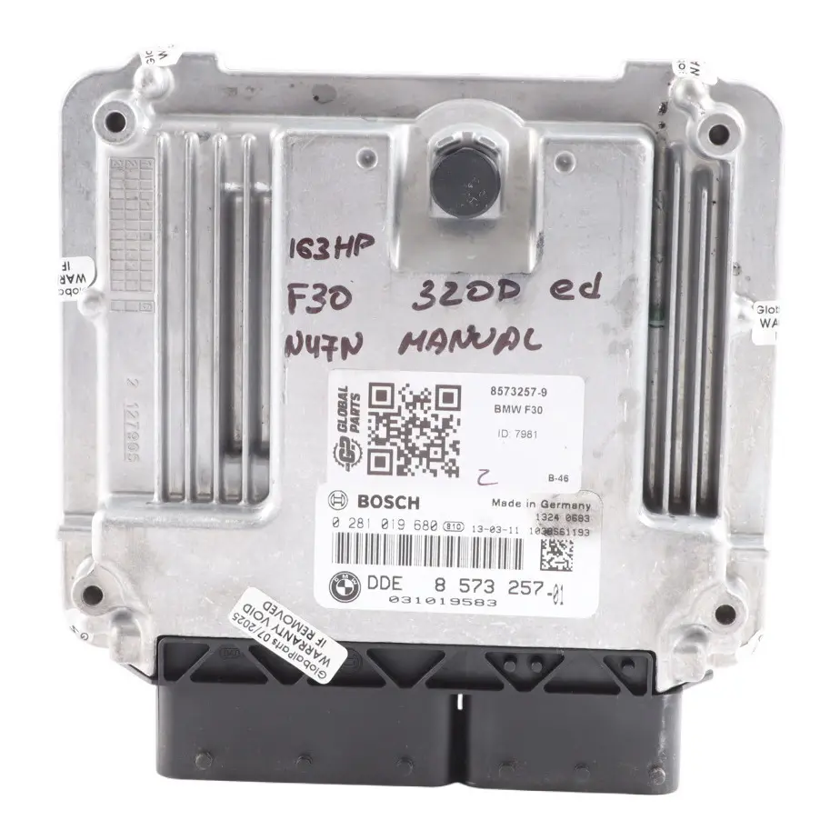 BMW F20 F30 F32 120d 320d 420d Diesel N47N 163HP Engine ECU DDE 8573257 Manual