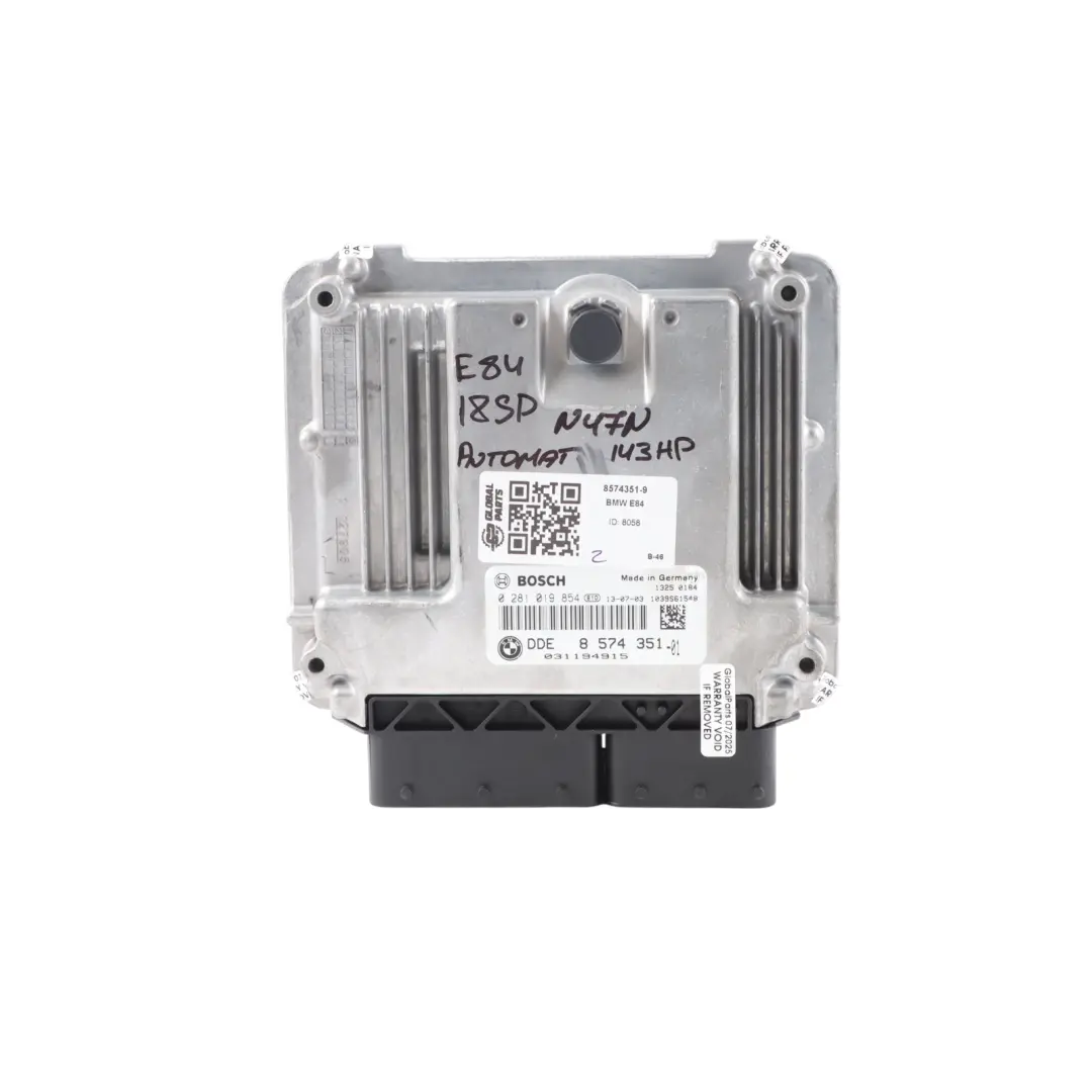 BMW X1 E84 18SD sDrive Diesel N47N Engine Control ECU DDE Kit Automatic - SKU 8574351-9 - Part number 8574351