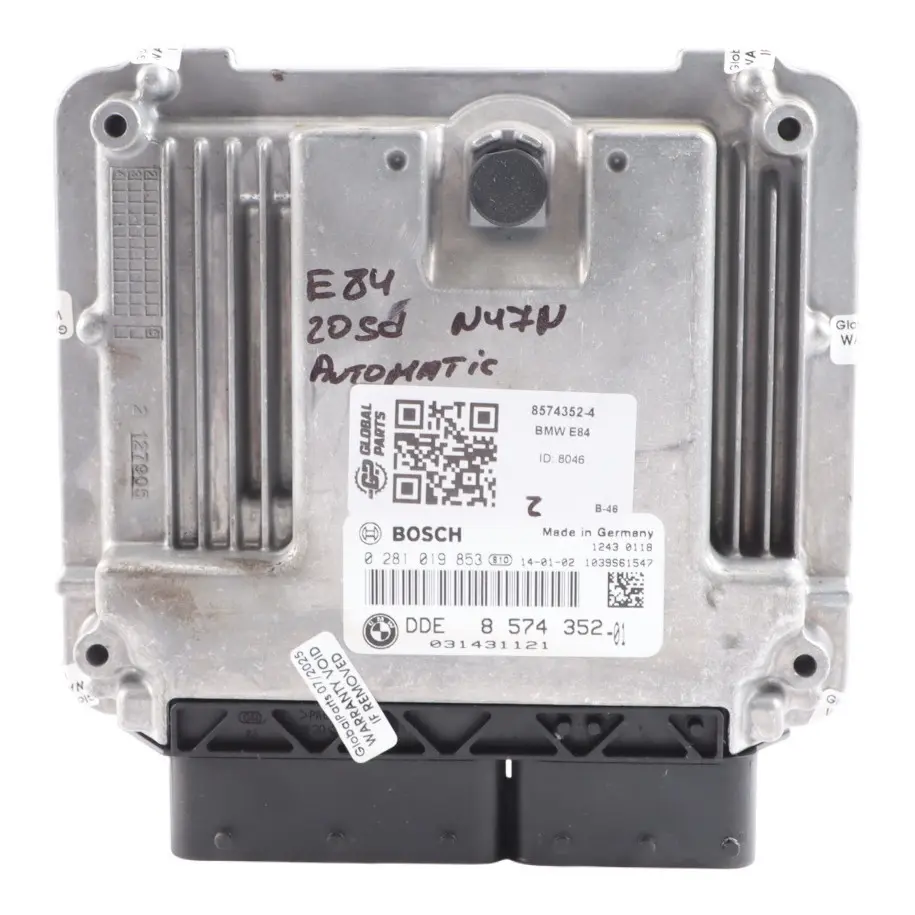 BMW X1 E84 320sd Diesel N47N 184HP Engine Control ECU DDE 8574352 Automatic - SKU 8574352-4 - Part number 8519668