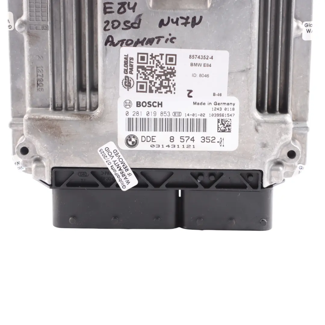 BMW X1 E84 320sd Diesel N47N 184HP Engine Control ECU DDE 8574352 Automatic - SKU 8574352-4 - Part number 8519668