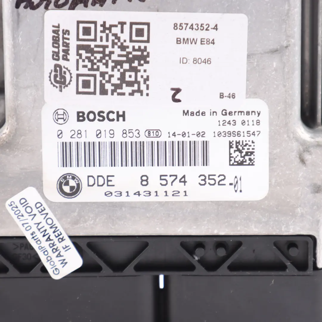 BMW X1 E84 320sd Diesel N47N 184HP Engine Control ECU DDE 8574352 Automatic - SKU 8574352-4 - Part number 8519668