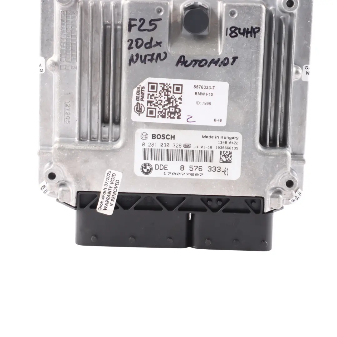 320dX 420dX N47N 184KM Sterownik DDE Automat do BMW F30 F31 F32 o numerze 8576333 BMW F30 F31 F32 320dX 420dX N47N 184KM Sterownik DDE Automat - SKU 8576333-7 - Numer Części 8576333