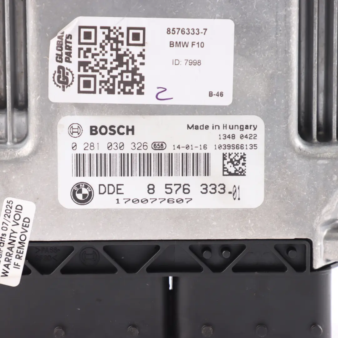 BMW F30 F31 F32 320dX 420dX N47N 184KM Sterownik DDE Automat - SKU 8576333-7 - Numer Części 8576333