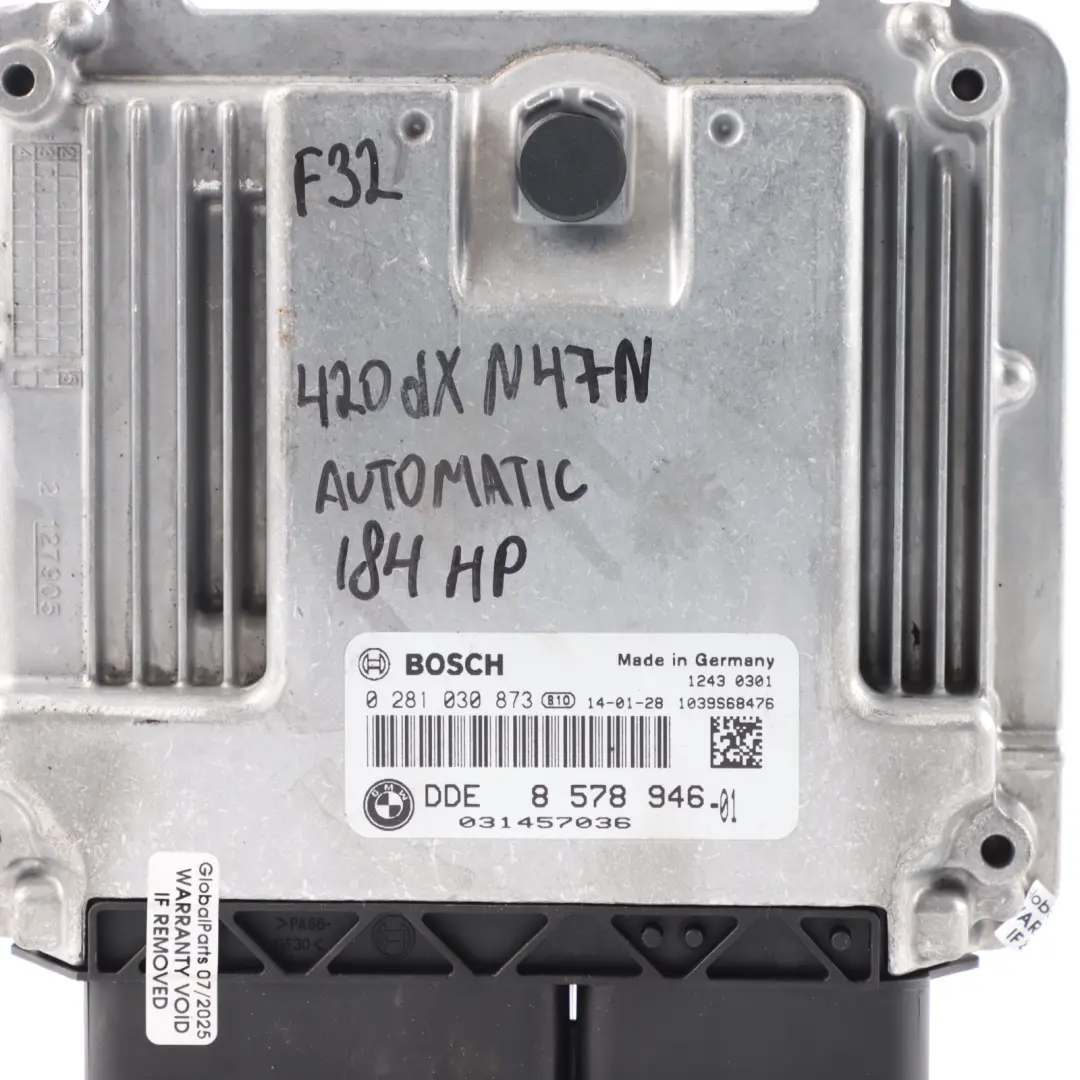 BMW F20 F30 F32 120d 320d 420d 184HP N47N Engine ECU Kit DDE Automatic - SKU 8578946-3 - Part number 8578946