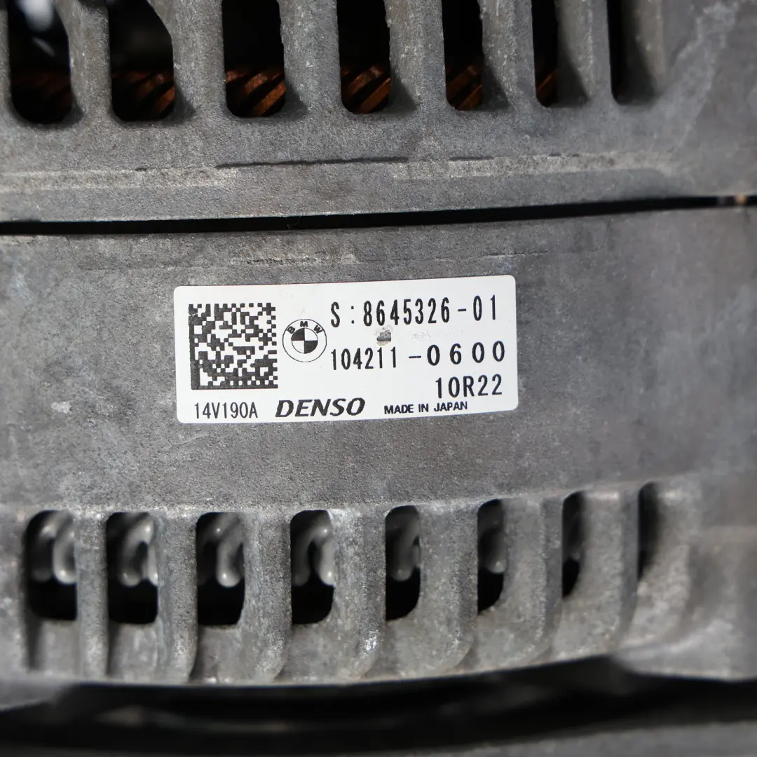 BMW F20 F21 F30 F31 LCI F32 F33 F34 Alternator Generator Unit 14V 190A - SKU 8645326 - Part number 8645326