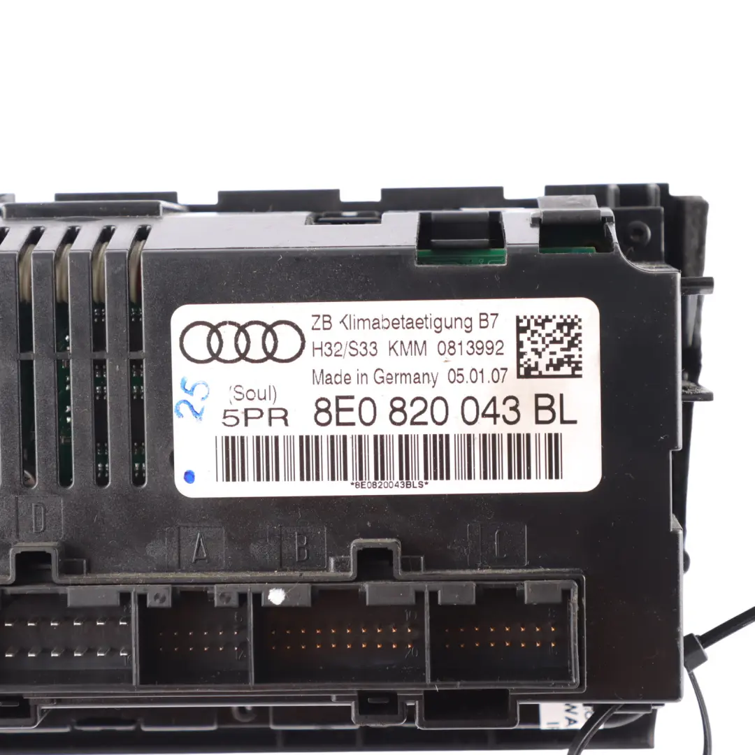 Audi A4 B7 Air Conditioning A/C Heater Climate Control Panel - SKU 8E0820043BL-1 - Part number 8E0820043BL
