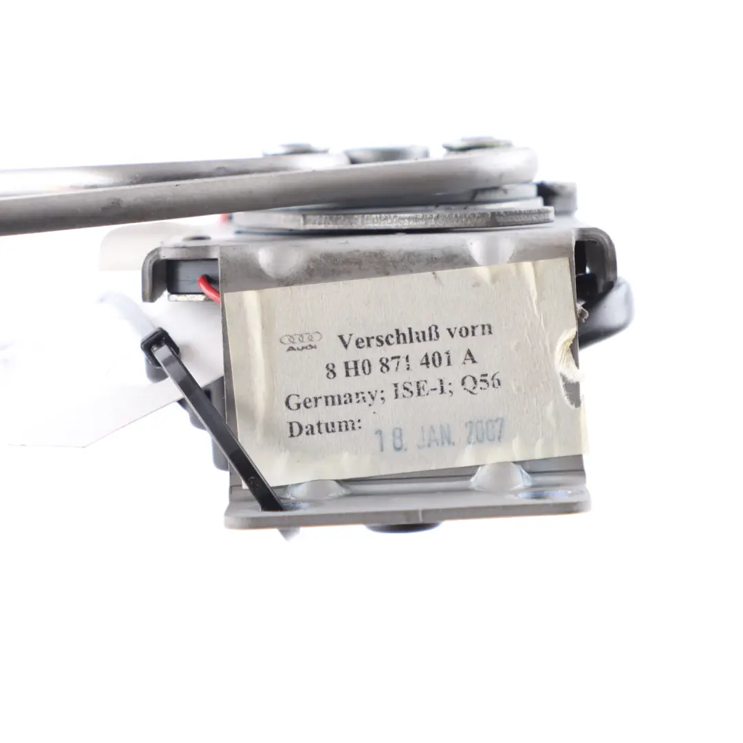 Front Roof Hood Motor Mechanism Lock to Audi A4 B7 Convertible with Part number 8H0871401A Audi A4 B7 Convertible Front Roof Hood Motor Mechanism Lock - SKU 8H0871401A-1 - Part number 8H0871401A