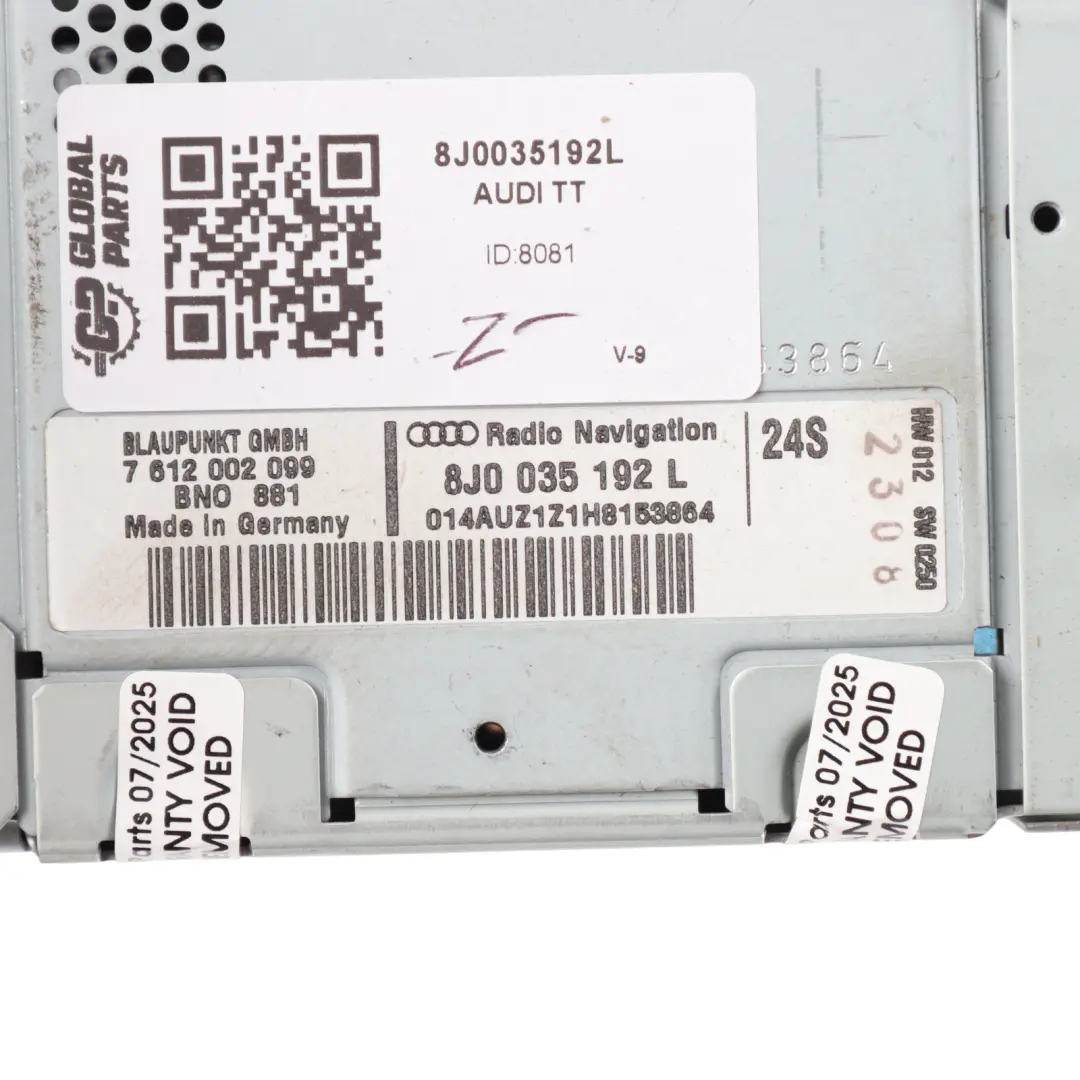 Audi TT TTS TTRS 8J Stereo Radio Audio Head Unit CD Player - SKU 8J0035192L - Part number 8J0035192L