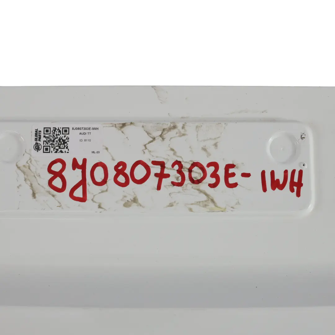 Bumper Trim Panel Covering Ibis White - Y9C to Audi TT 8J Rear with Part number 8J0807303E Audi TT 8J Rear Bumper Trim Panel Covering Ibis White - Y9C - SKU 8J0807303E-IWH - Part number 8J0807303E
