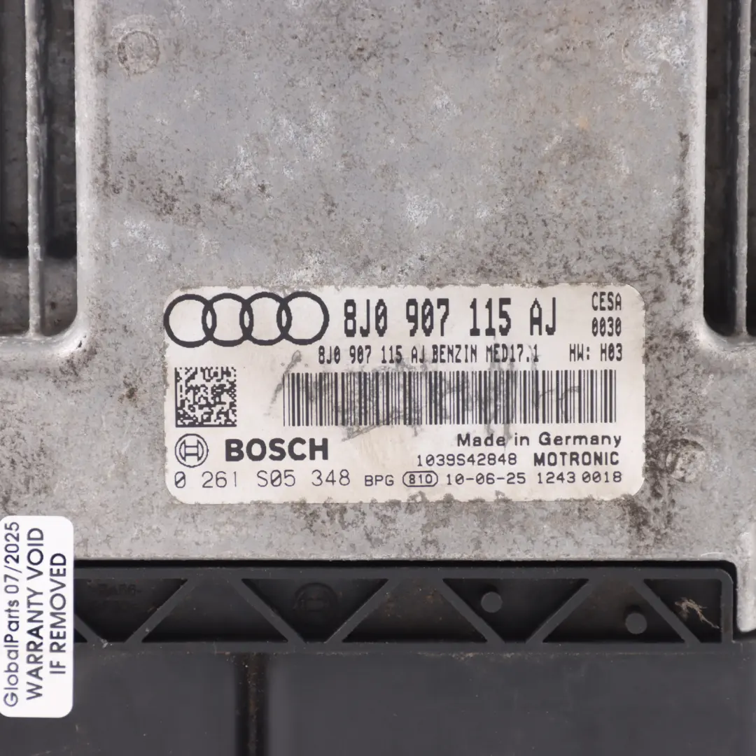 Audi TT Mk2 8J 2.0 TFSI CESA 211HP Engine Control Unit ECU Manual - SKU 8J0907115AJ-1 - Part number 8J0907115AJ