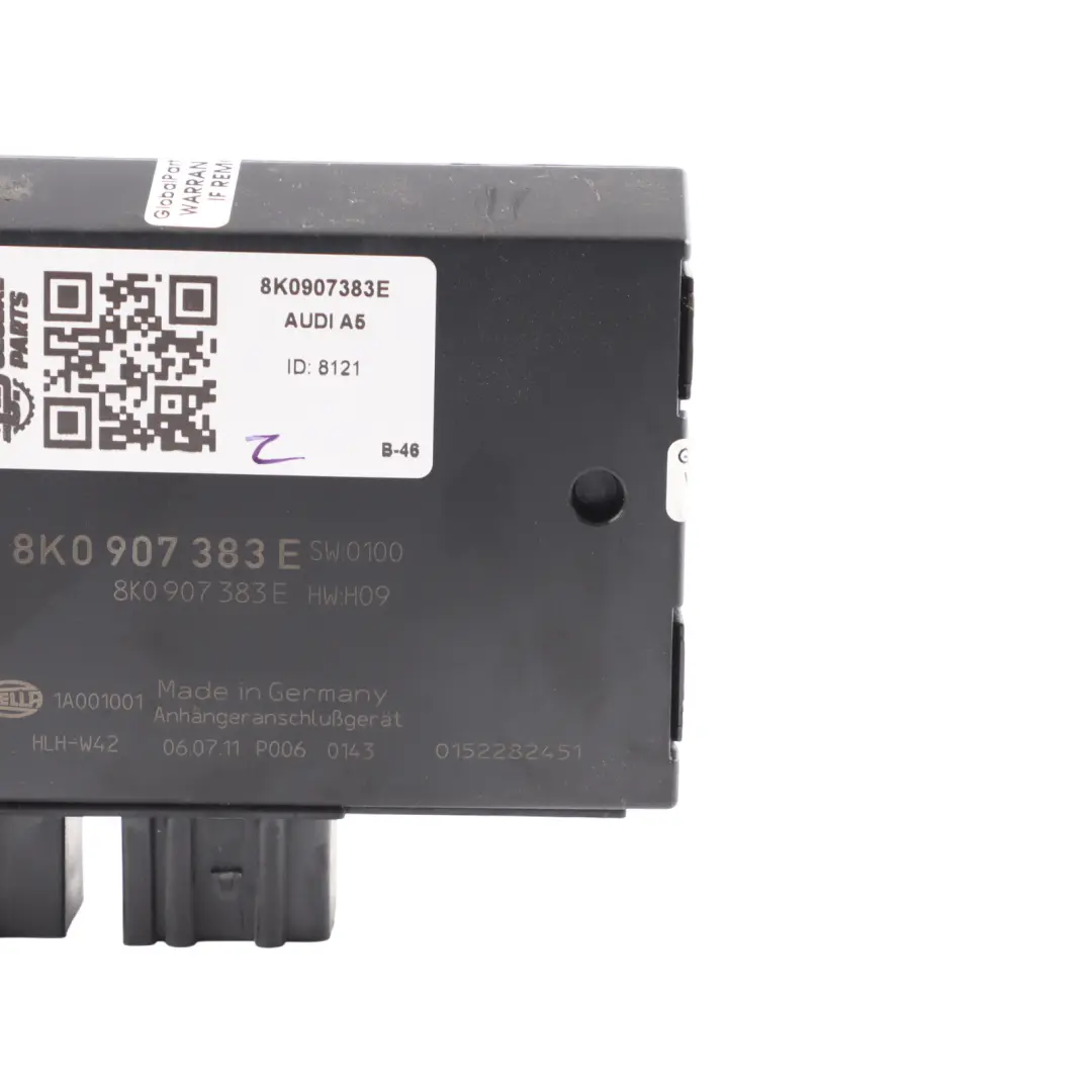 Audi A5 8T Towbar Trailer Hitch Control Module Unit ECU HELLA 8K0907383B - SKU 8K0907383E - Part number 8K0907383E
