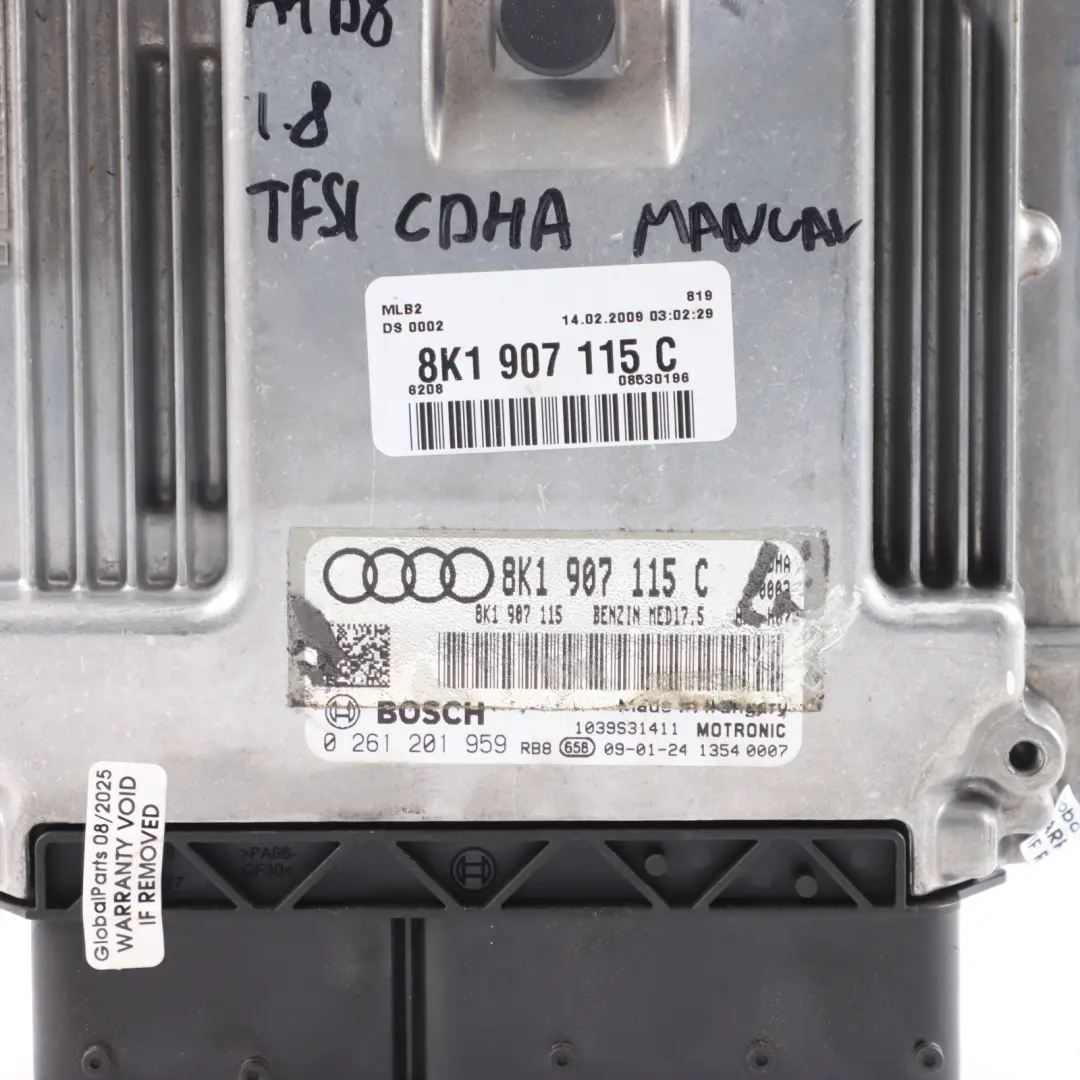 Audi A4 B8 1.8 TFSI CDHA 160HP Engine Control Unit ECU Kit Manual - SKU 8K1907115C - Part number 8K1907115C