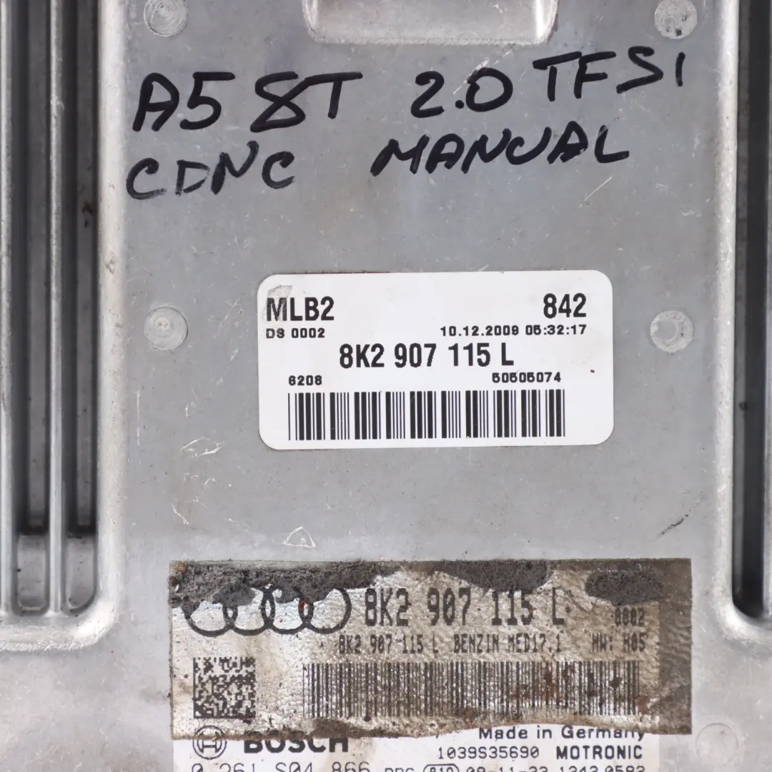 Audi A4 B8 A5 8T 8K 2.0 TFSI CDNC 211HP Engine Control ECU - SKU 8K2907115L - Part number 8K2907115L