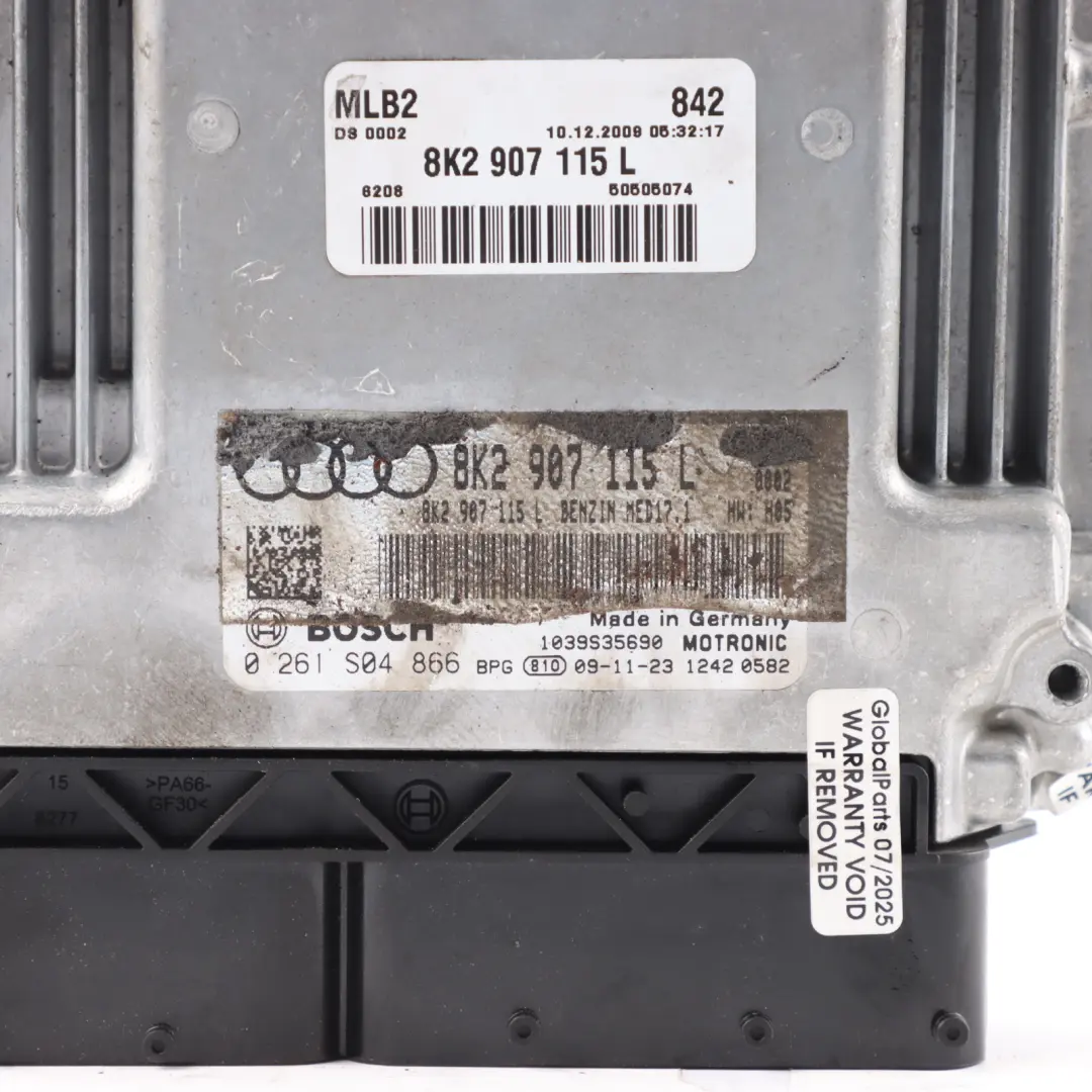 Audi A4 B8 A5 8T 8K 2.0 TFSI CDNC 211HP Engine Control ECU - SKU 8K2907115L - Part number 8K2907115L