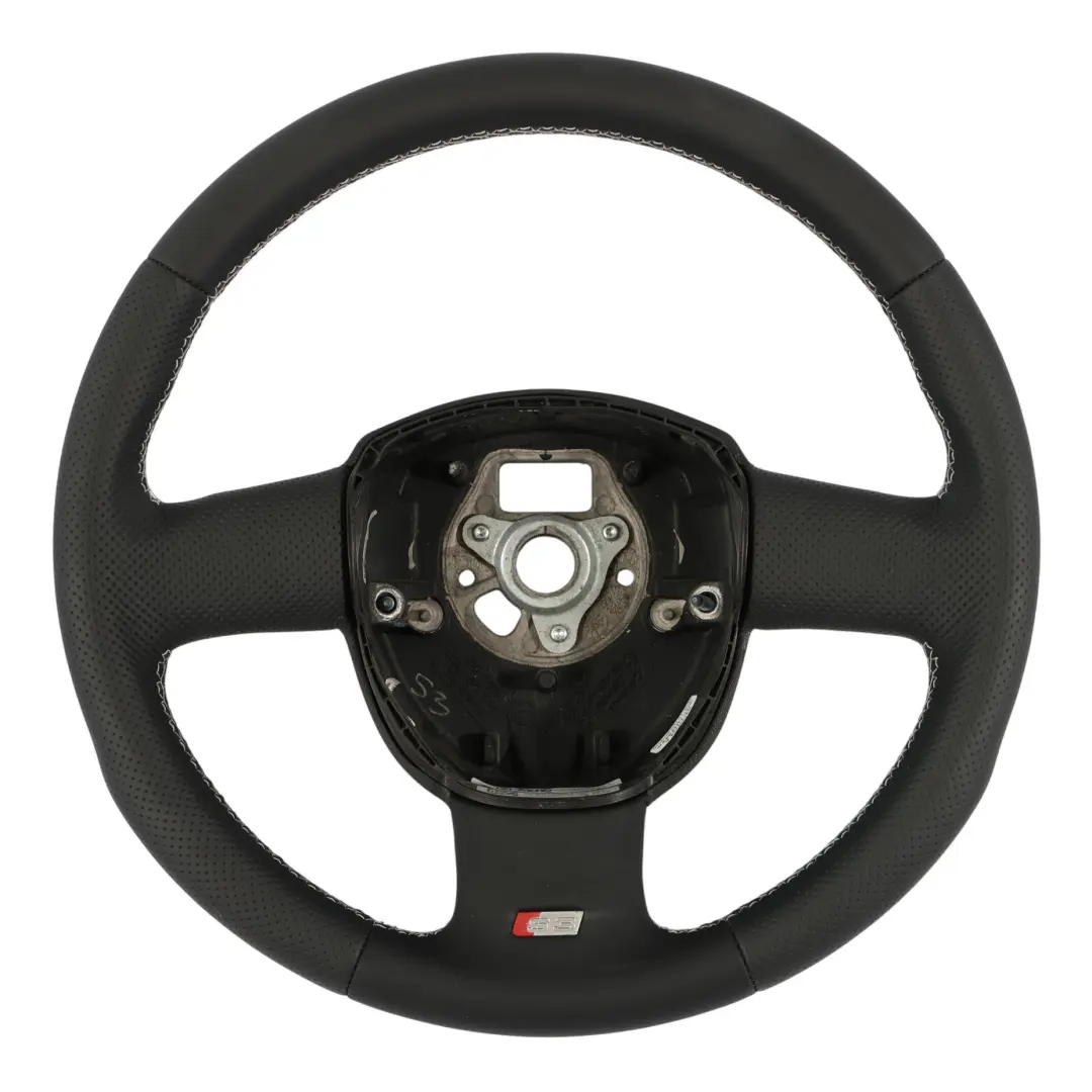 Audi A3 S3 8P Kierownica NOWA Czarna Skóra Łopatki Biała Nić - SKU 8P0419091AN-1 - Numer Części 8P0419091AN
