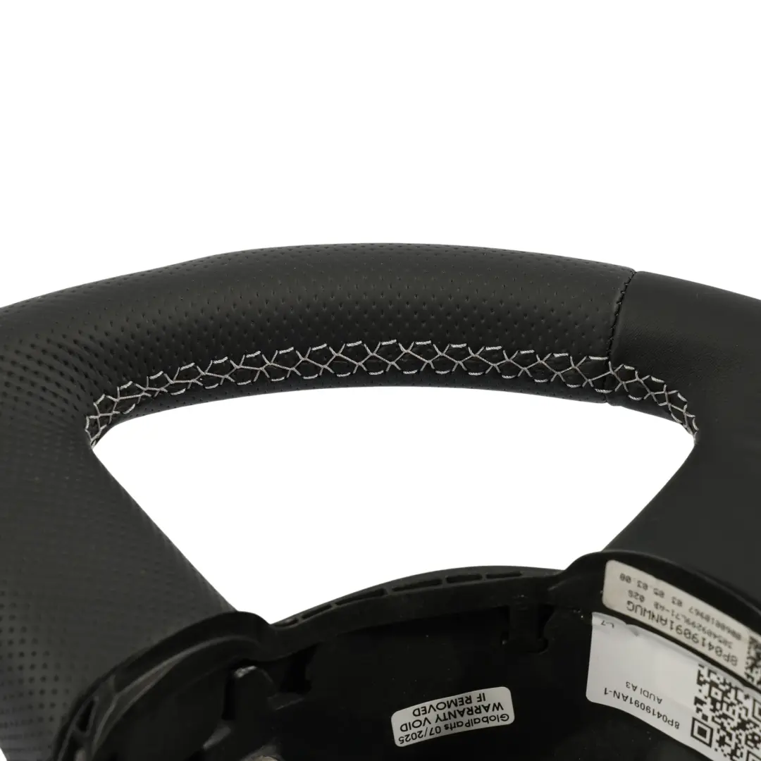 Audi A3 S3 8P Steering Wheel NEW Black Leather White Threads - SKU 8P0419091AN-1 - Part number 8P0419091AN